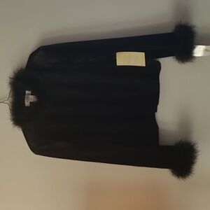 Patra Black Jacket with Faux Fur Collar